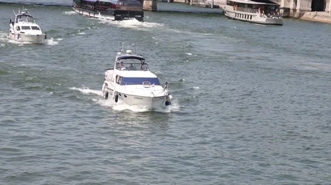 Yachts on Seine river in Paris Stock Footage 45841902
