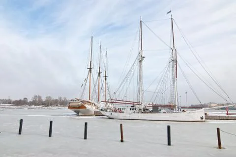 Yachts in the spring. Stock Photos