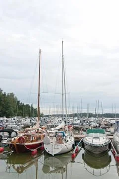 Yachts at sunset. Stock Photos