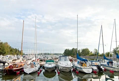 Yachts at sunset. Stock Photos