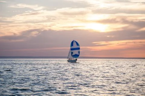 Yachts at sunset Stock Photos