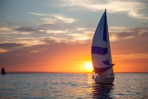 Yachts at sunset Stock Photos
