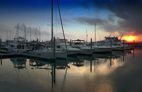 Yachts at Sunset Stock Photos