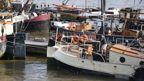 Yachts on Thames Stock Footage 90248960