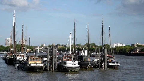 Yachts on Thames Stock Footage 90255184