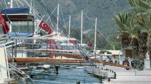 Yachts Turkish Flags And The Sea Port 動画素材 50722012