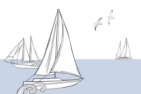 Yachts. Vector  background Stock Illustration