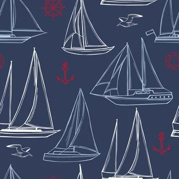 Yachts. Vector  pattern Stock Illustration