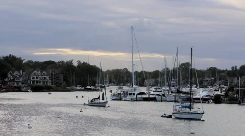 Yachts on the Water Stock Footage 58953736