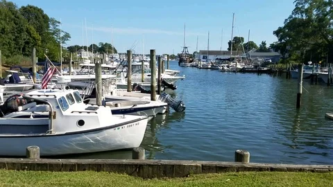 Yachts Yard Water Point of View Greenport Village Long Island, NY Video stock 115184777