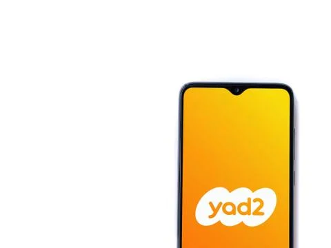 Yad2 app launch screen with logo on the display of a black mobile smartphone  Stock Photos