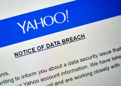 Yahoo Notice of data breach Stock Photos