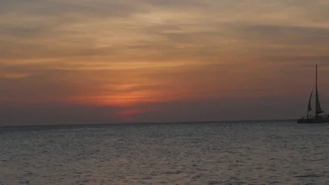 Yaht Boat At Sunset 4k Stock Footage 73528132