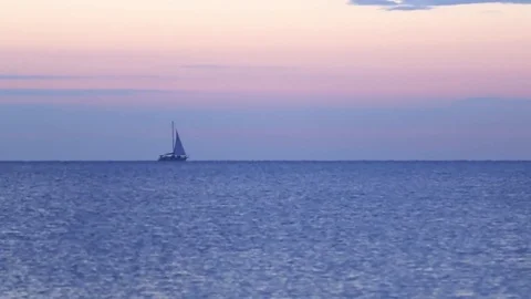 Yaht on sunrise Stock Footage 81618847