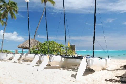 Yahts on beach Stock Photos