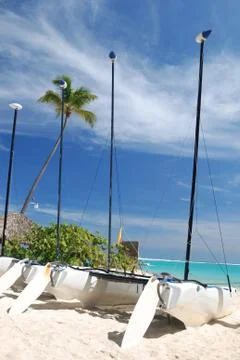 Yahts on beach Stock Photos