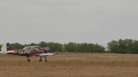 Yak-52 is going to take-off Stock Footage 38390722