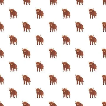 Yak animal standing in repeat pattern design Stock Illustration