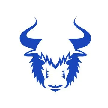 Yak Head Front Retro. Stock Illustration