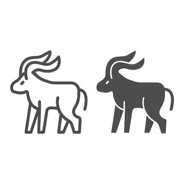 Yak line and solid icon, worldwildlife concept, mountain goat vector sign on Stockillustratie