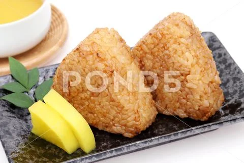Yakionigiri, Japanese food, rice ball Stock Photos