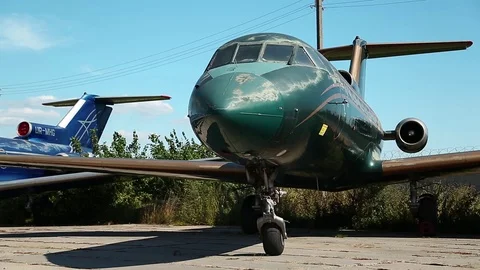 The Yakovlev Yak-40 is a small, three-engined airliner Stock Footage 75586206