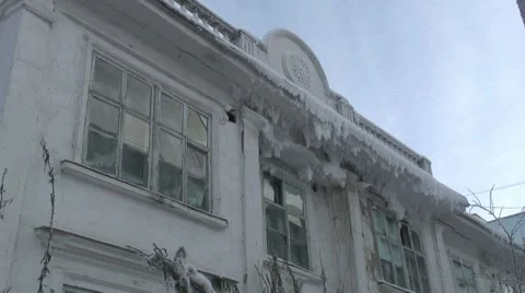 Yakutsk, Siberia. House with icicles. Stock Footage 6532004