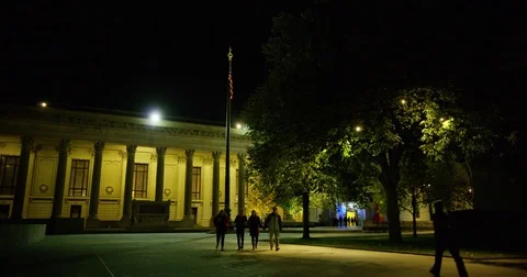 Yale campus at night in New Haven, Connecticut. Stock Footage