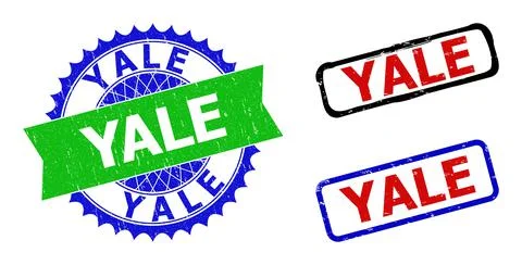 YALE Rosette and Rectangle Bicolor Watermarks with Unclean Textures Illustrazione stock