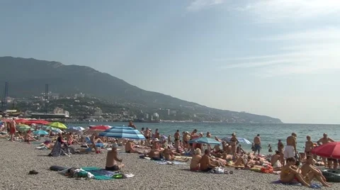 Yalta beach Stock Footage 66444785