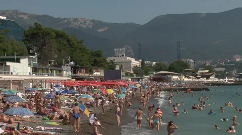 Yalta beach Stock Footage 66444795