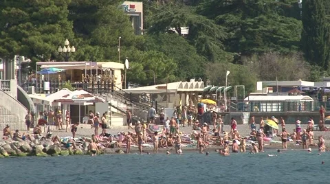 Yalta beach Stock Footage 66444796