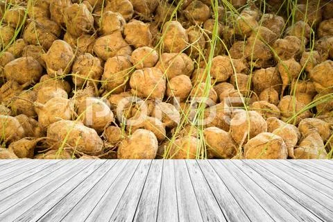 Yam texture surface with Wood terrace Stock Photos