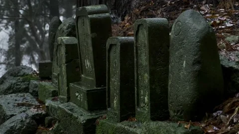 Yamadera temple graveyard Video stock 150359177