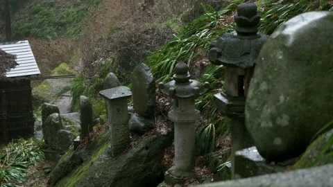 Yamadera temple stone lanterns Stock Footage 149967897