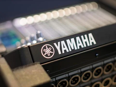 Yamaha Audio Mixer Control Panel Close-Up Stock Photos
