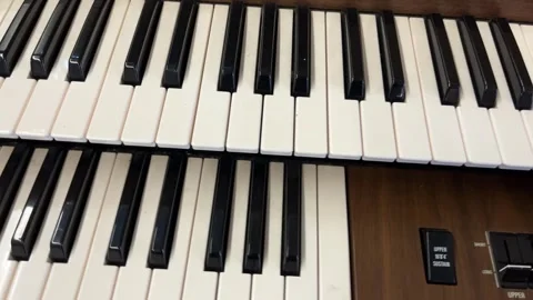 Yamaha Electone B-35N Featuring Detailed Keyboard Layouts Video stock 335848185