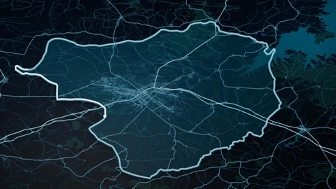 Yamoussoukro Ivory Coast Glowing Digital Map Animation 4K Stock Footage 338032751
