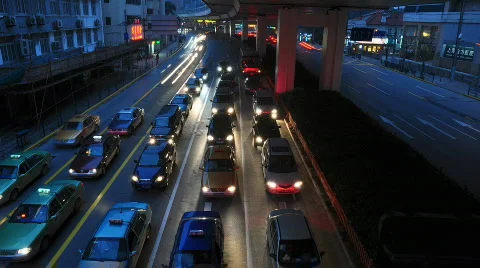 Yan an xi road shanghai night traffic timelapse Stock Footage