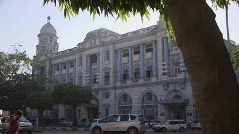 Yangon British Architecture Dome. Yangon colonial heritage Stock Footage 114826548