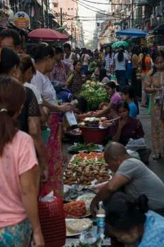 Yangon Myanmar Street Market Stock Photos