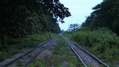 Yangon periphery railway at sunset, Burma, Asia in 4K Stock Footage 94712673