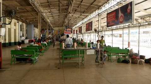 Yangon rail station interior, Burma, Asia in HD Stock Footage 94864388