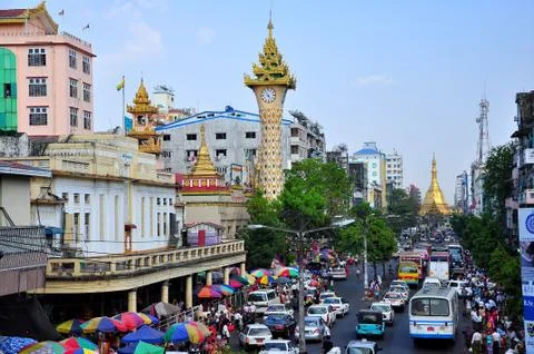 Yangon traffic, Myanmar Stock Photos