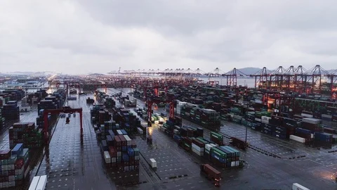 Yangshan Deepwater Harbor Stock Footage 128317309