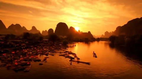 Yangshuo, China Sunset I Video stock 10768856