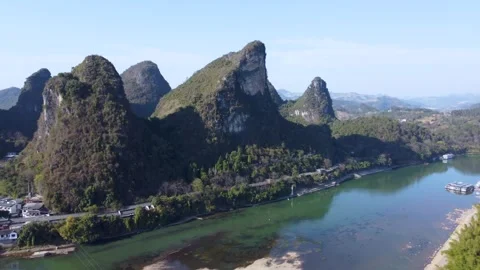 Yangshuo Karst Mountains. Li River. China. Guangxi Stock Footage 312773938