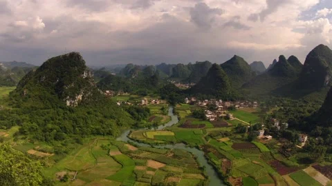 Yangshuo rice fields Stock Footage 88802307