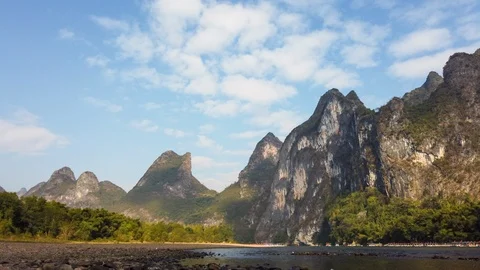 Yangshuo - Xinping landscape moving timelapse Stock Footage 119855447