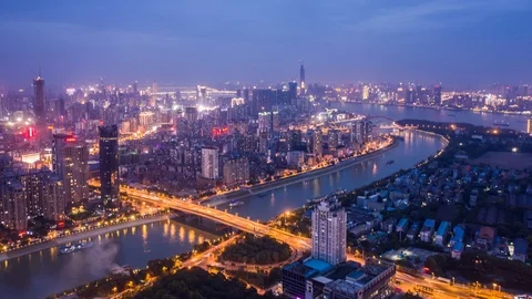 Yangtze River night view Stock Footage 95990403